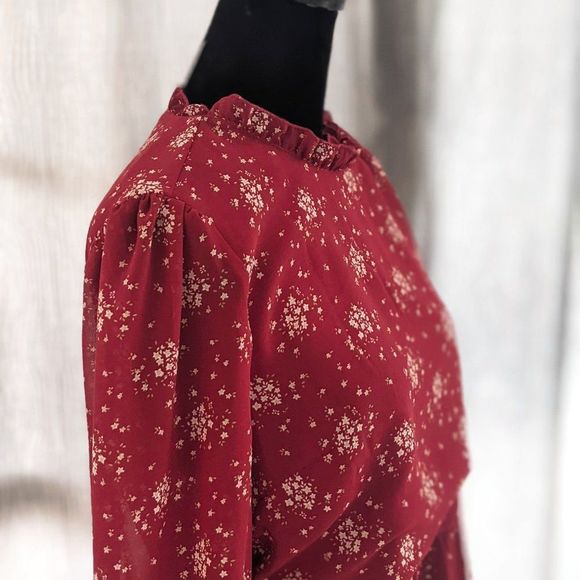 Hesperus Burgundy Floral Dress - NEW - Size Large - Picture 4 of 7